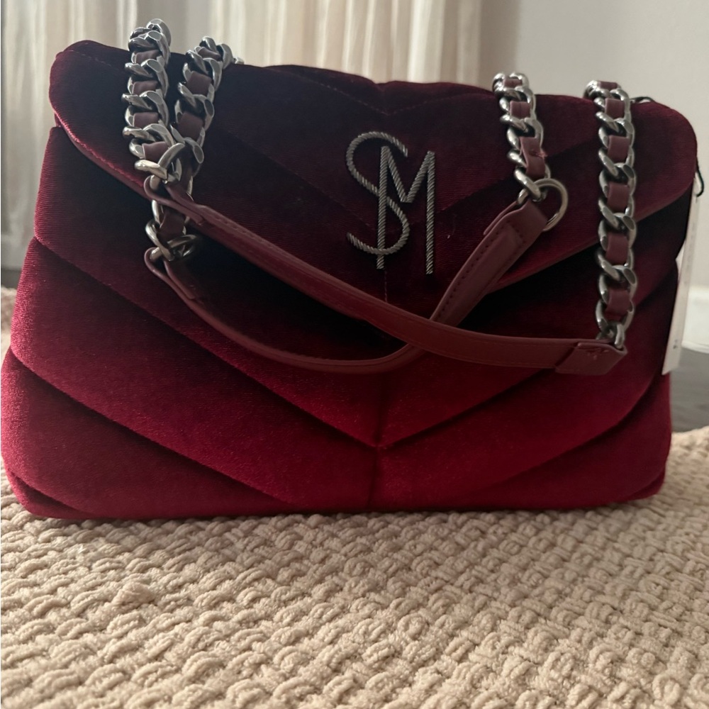 New Steve Madden Red Quilted Chain Shoulder Bag